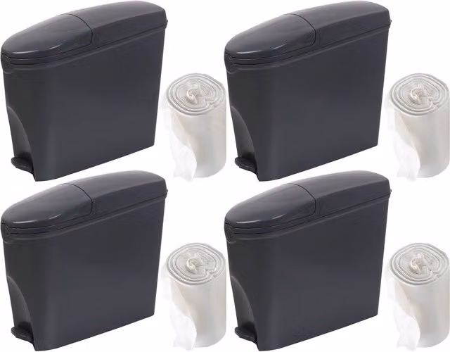 ProKleen Grey Pedal Operated Toilet Sanitary Bin with 4 x 20L Capacity and 200 Bin Liners