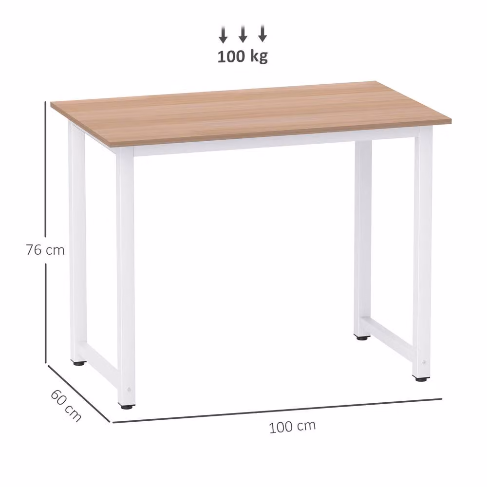 STILVORA White Writing Desk with Metal Frame, W: 100 cm, D: 60 cm, H: 76 cm – 3