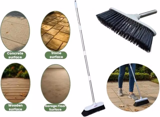 SPETLEK Outdoor Broom with Stainless Steel Telescopic Handle in Silver – 1