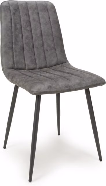 Shankar Modern Striped Microfibre Fabric Dining Chairs in Grey and Black with Metal Legs