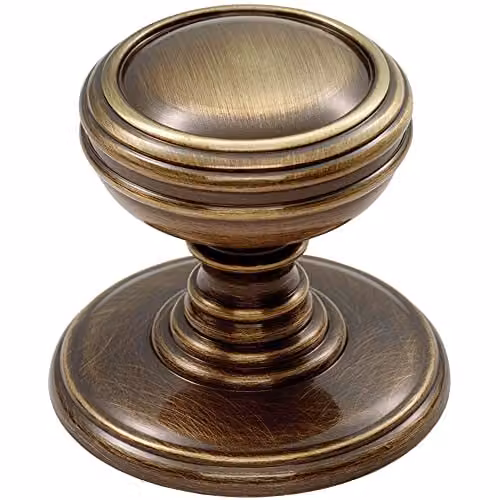 Loops Brushed Bronze Ringed Tiered Cupboard Door Knob, 30mm Diameter