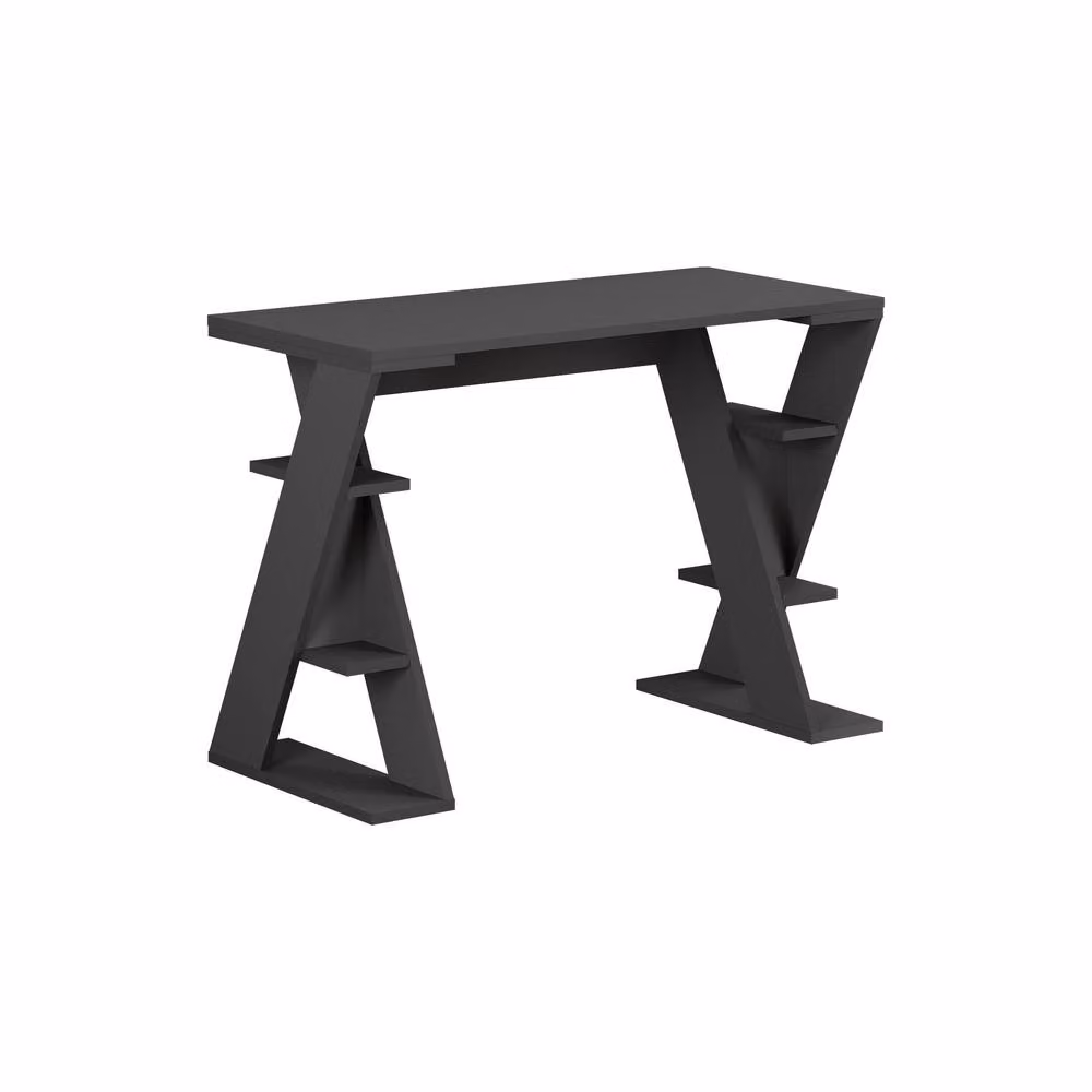 Decortie Papillon Modern Writing Desk with Integrated Mini Storage Shelves in Grey – 2