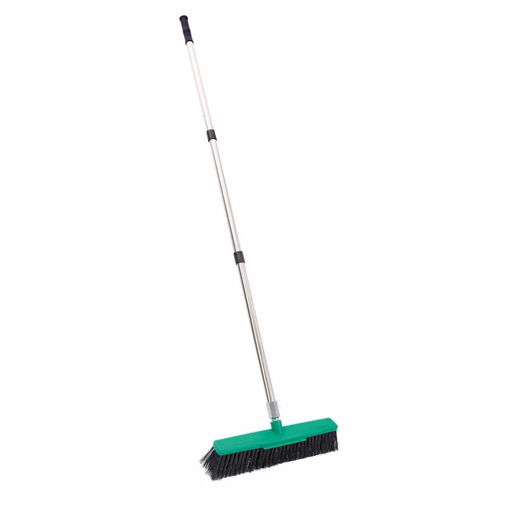 Victor Tools Wide Outdoor Broom with Adjustable Steel Handle, Green, W: 43 cm, L: 105-150 cm – 2