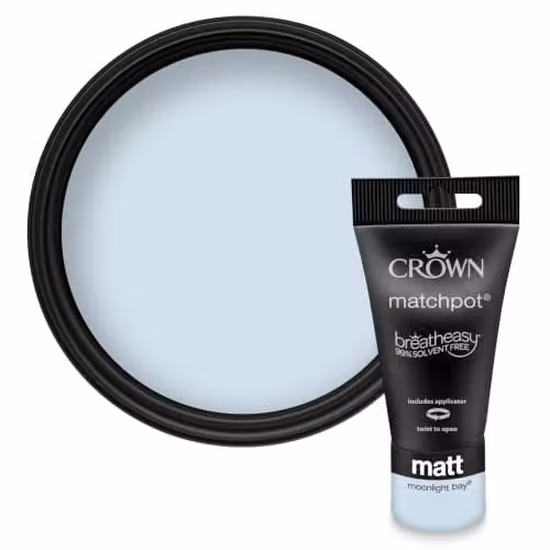 Crown Walls & Ceilings Light Blue Matt Water Based Paint Tester Pot 40ml – 1