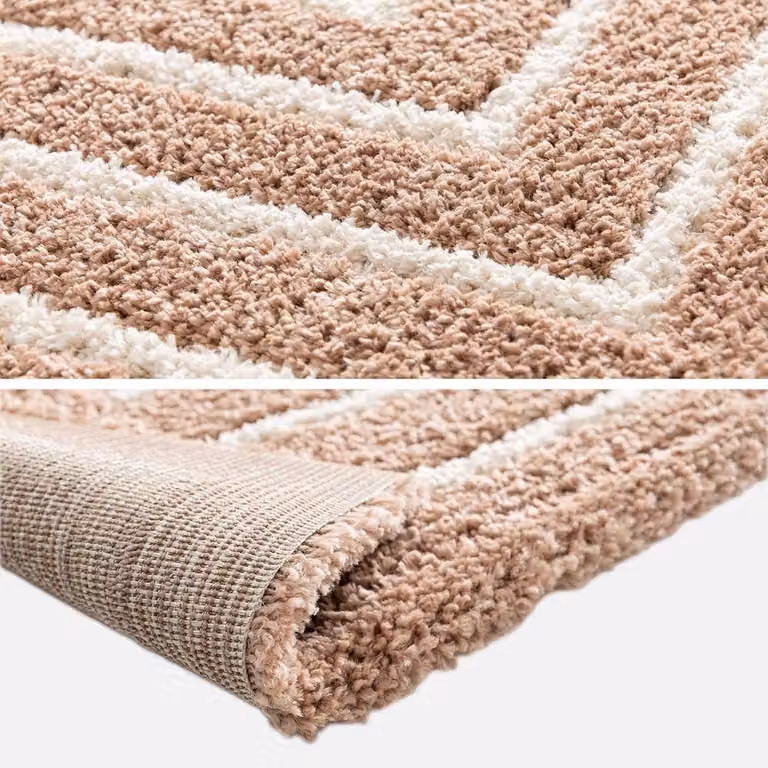 Sweek Pink and Cream Geometric Pattern Indoor Rectangular Rug, W: 120 cm, L: 170 cm