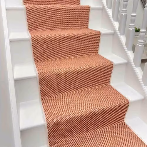 runrug Reversible Flatweave Stair Runner Rug in Terracotta Orange