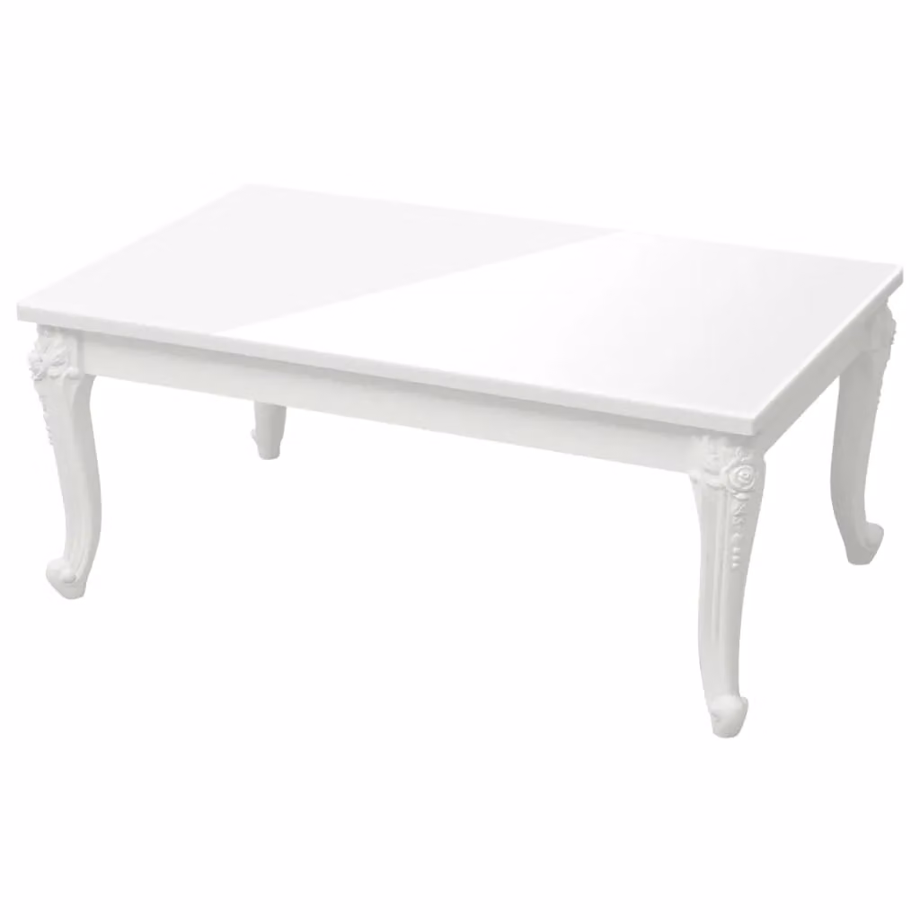 Berkfield Home High Gloss White Coffee Table, W: 100 cm, D: 50 cm, H: 42 cm – 2