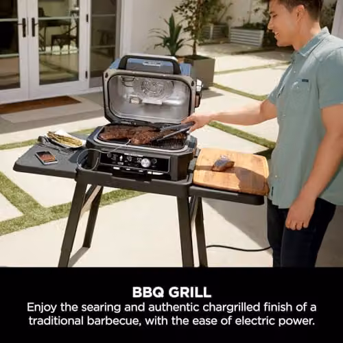 Ninja Woodfire Pro Connect XL Electric BBQ Grill and Smoker, Black and Blue – 8