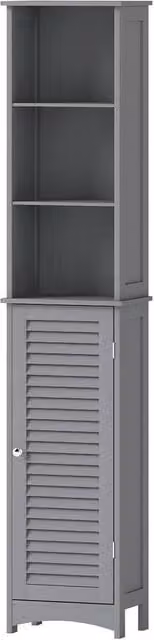 FORGEVIO Grey Tall Freestanding Bathroom Cabinet with Hinged Doors and Adjustable Internal Shelves