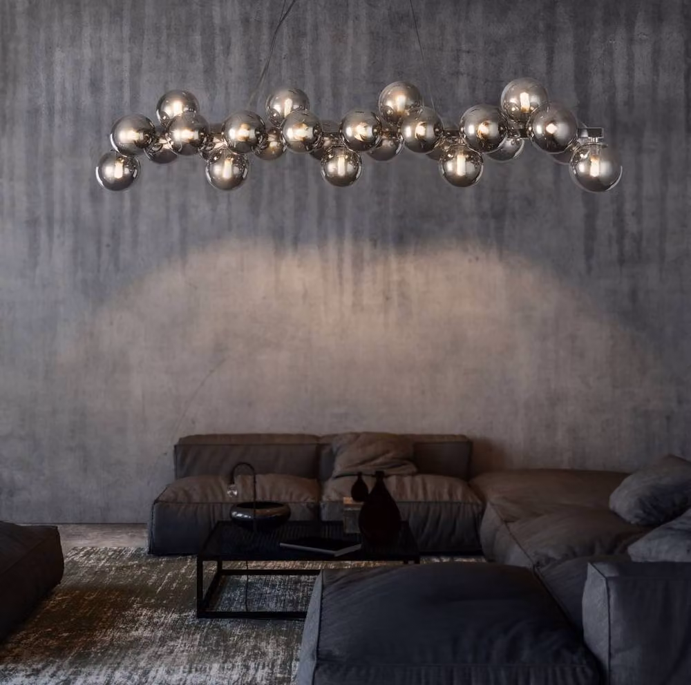 Netlighting Dallas Ceiling Pendant Lamp in Chrome and Grey with 25 G9 Lights – 2