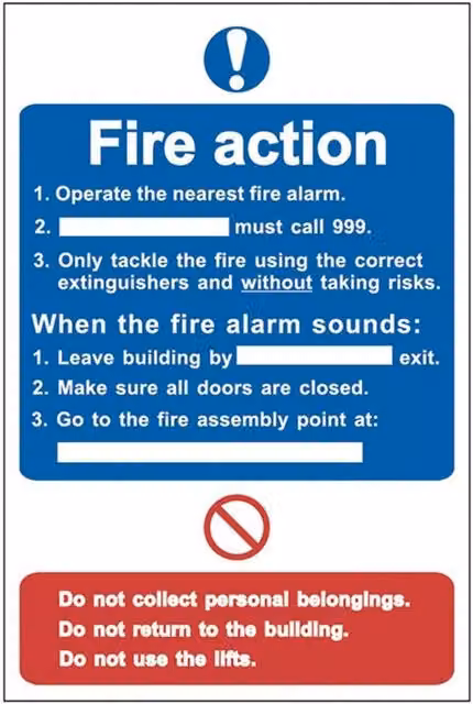 Scan Fire Action Procedure Multicolour PVC Sign W: 20 cm, H: 30 cm