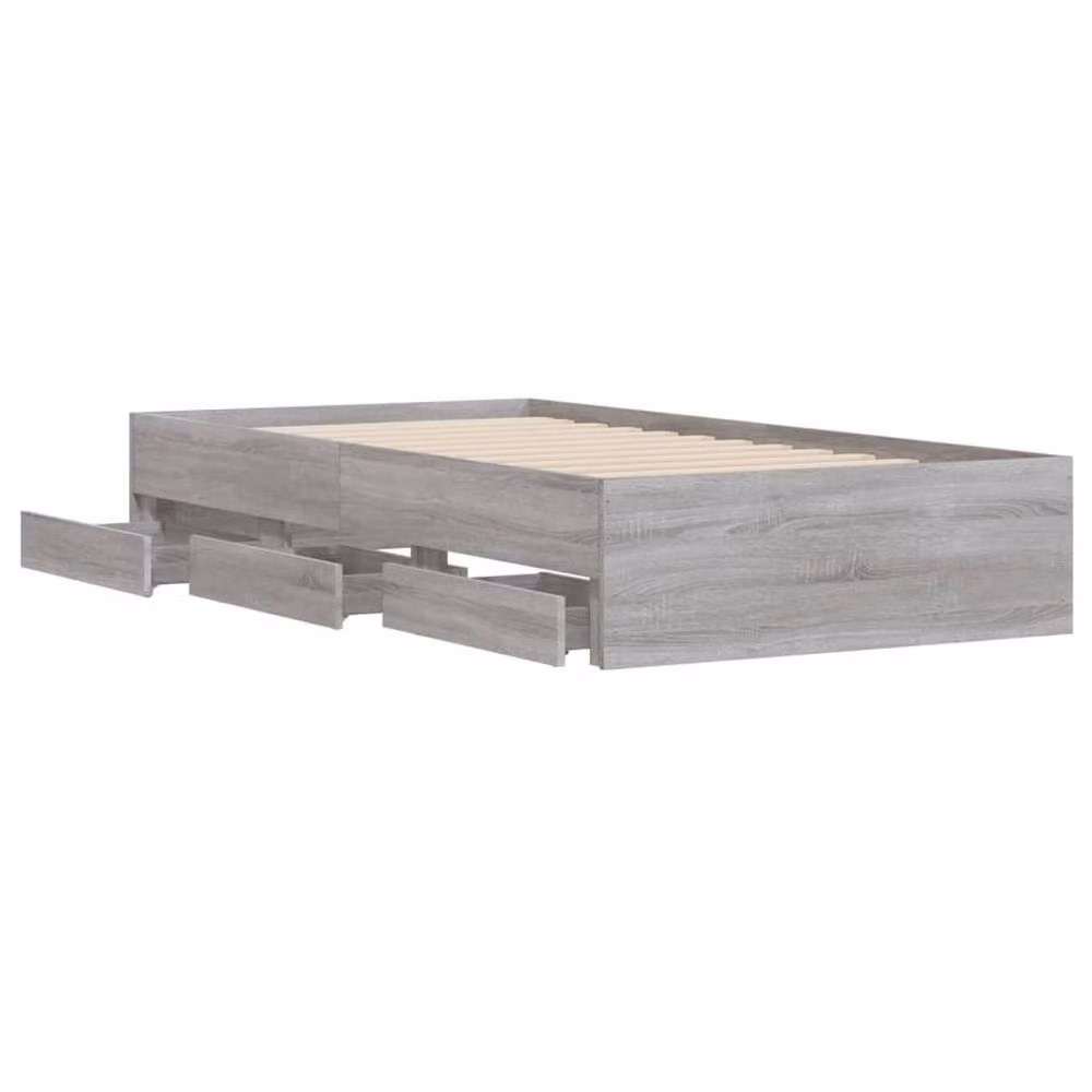 Berkfield Home Single Bed Frame with Drawers in Grey Sonoma, W/D/H: 90 x 190 cm – 3