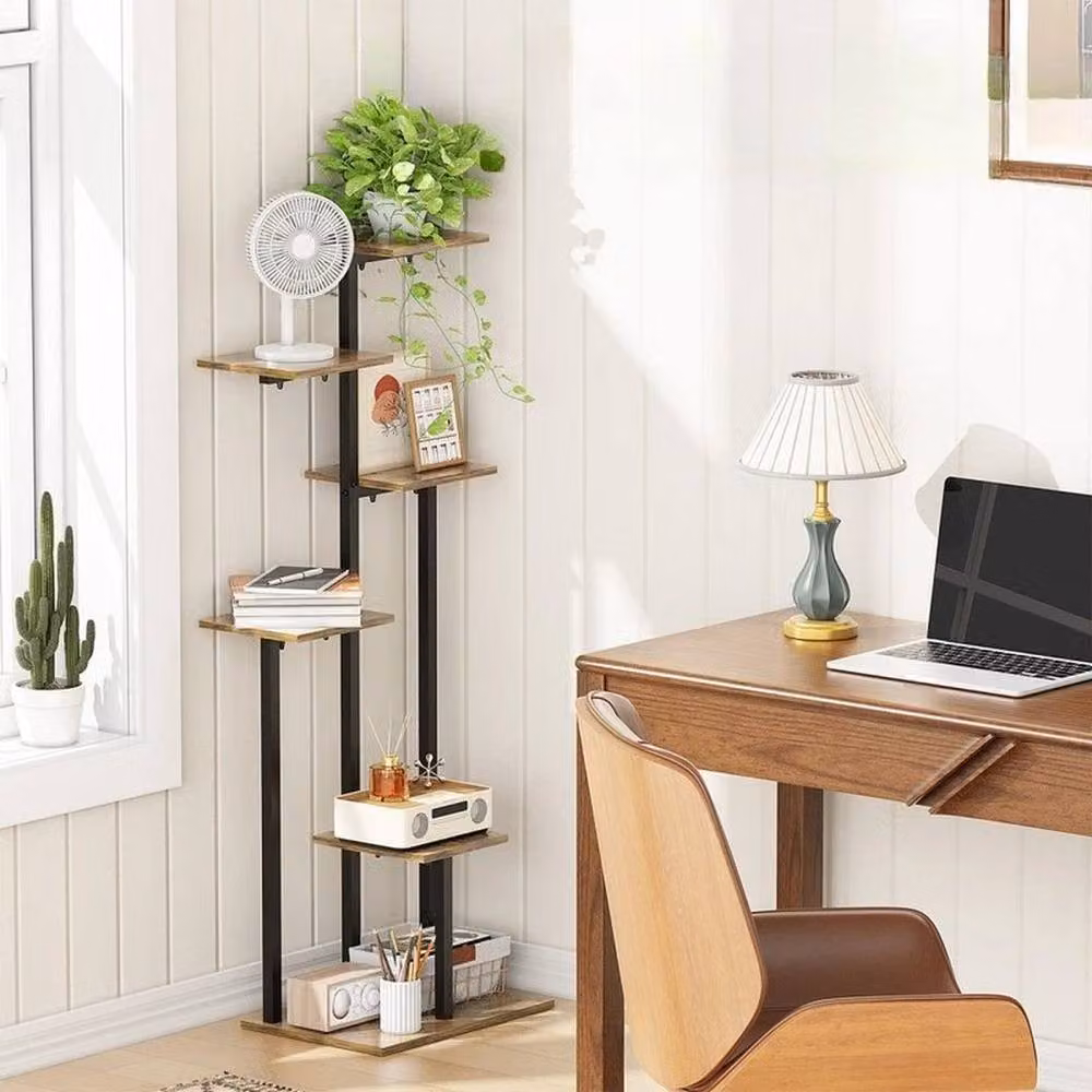 FLAVORA 6 Tier Metal Plant Shelf Rack Display Stand in Matt Black – 3