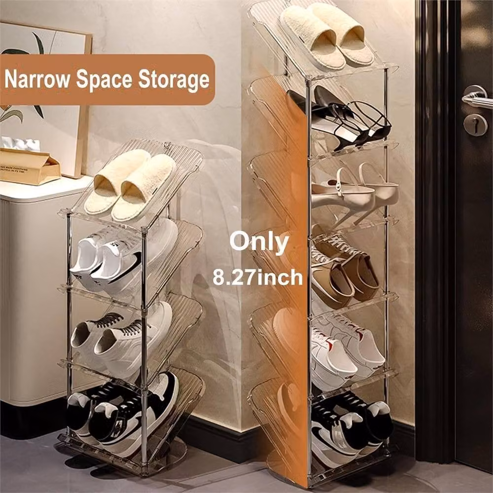 FORGEVIO 6-Tier Vertical Transparent Shoe Rack – 2