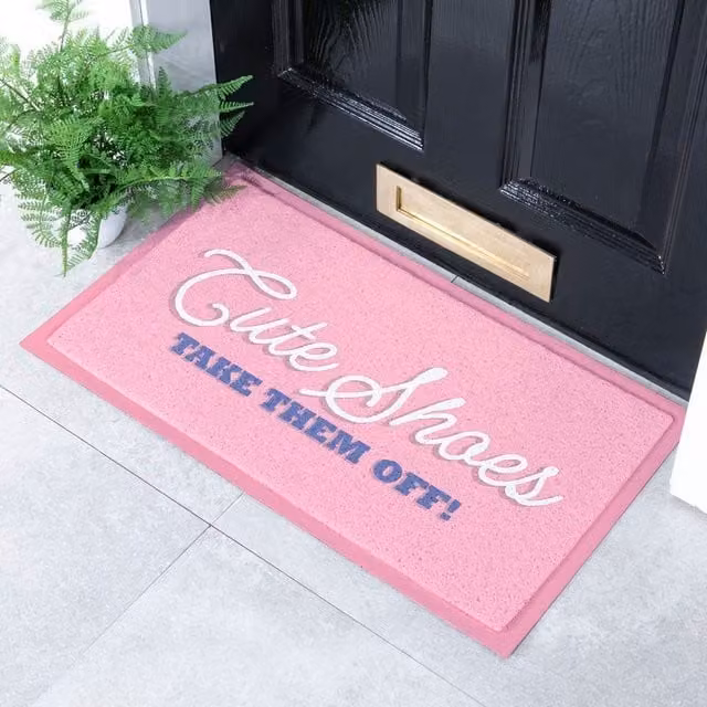 Artsy Mats Cute Shoes But Take Them Off Indoor and Outdoor Doormat, Pink, W: 70 cm, D: 40 cm