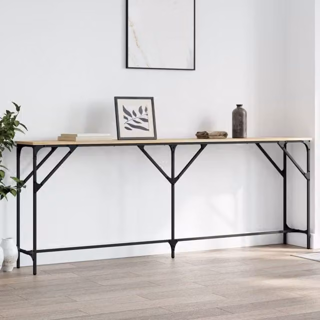 Berkfield Home Sonoma Oak Console Table in Brown, W/D/H: 200 x 29 x 75 cm