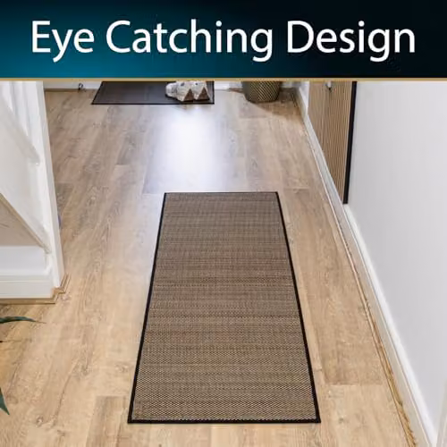 JVL Antarra Machine Washable Non-Slip Entrance Runner Doormat, Black/Brown, W: 50 cm, L: 150 cm – 6