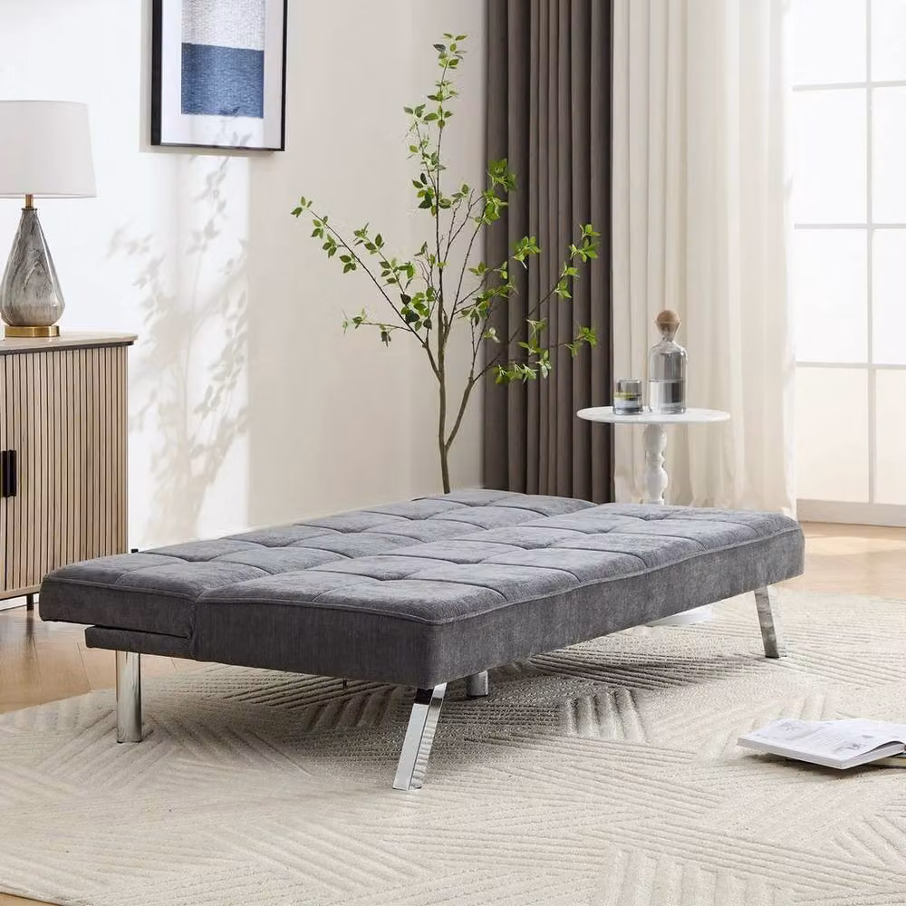 KORVIXA 3 Seater Grey Fabric Click Clack Sofa Bed with Sleeping Function, W: 100 cm, D: 70 cm, H: 100 cm – 3