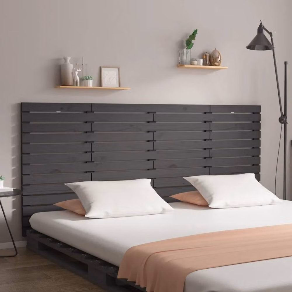 Berkfield Home Grey Rustic Solid Pine Wall Mounted Headboard W: 166 cm, D: 3 cm, H: 91.5 cm – 2