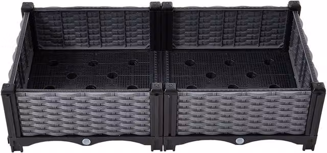 Breeins Plastic Raised Garden Bed for Vegetable and Herb Gardens, Grey and Black, 80 cm