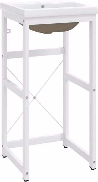 Berkfield Home Modern White Iron Bathroom Washbasin Frame with Ceramic Basin
