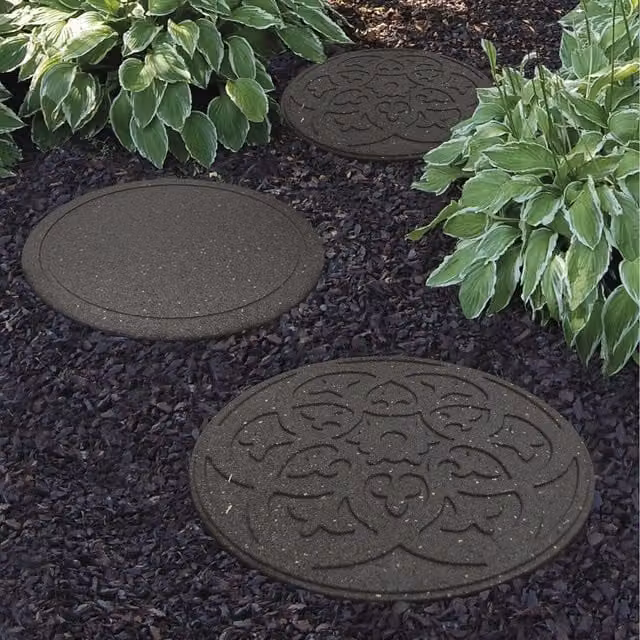 Garden Gear Reversible Scroll Design Weatherproof Stepping Stones in Grey