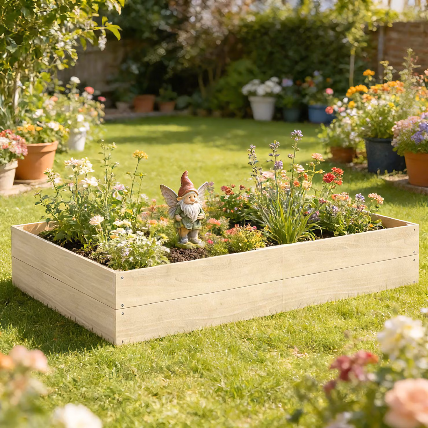 Outsunny Wooden Raised Garden Bed in Brown and Beige, 620L Extra Large Elevated Planter Box with Open Bottom, W/D/H: 120 x 30 x 120 cm – 5