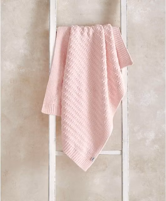 Mamas & Papas Pink Striped Chenille Baby Blanket