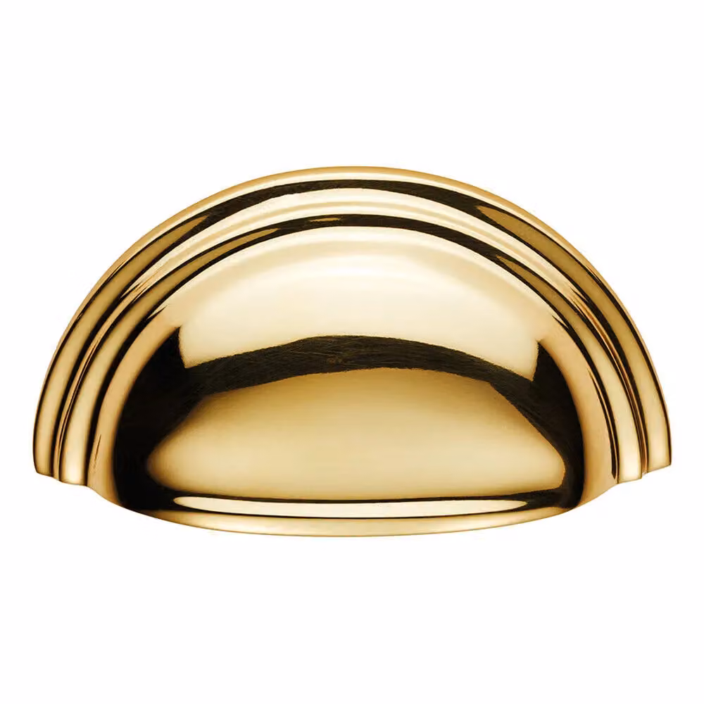 Loops 4-Pack Victorian Cup Pull Handles in Polished Brass, Fixing Centres: 76mm – 2