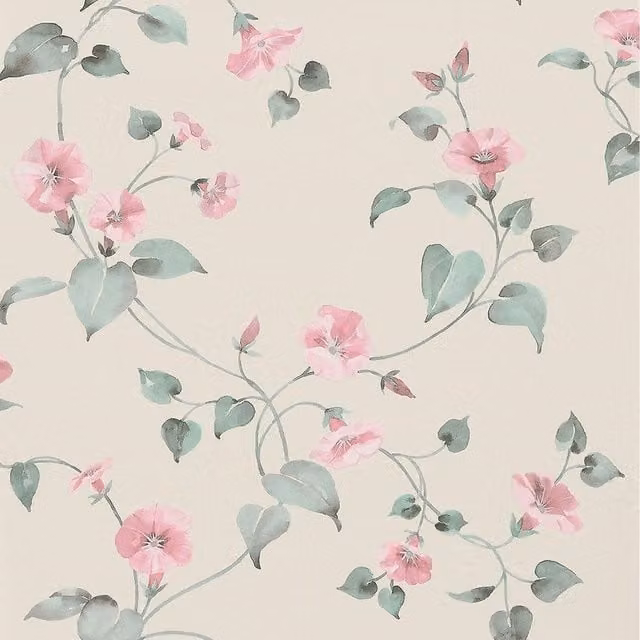 Erismann Botanical Floral Wallpaper in Pink and Green