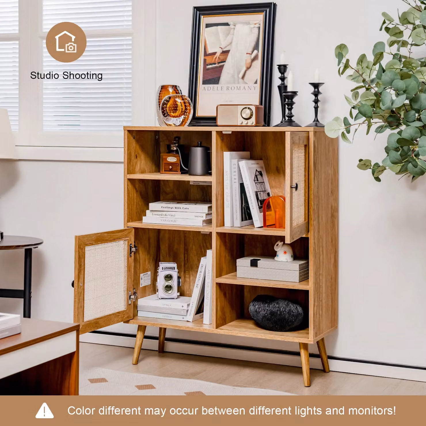 Costway Boho Rattan Sideboard and Modern Buffet Cabinet in Natural Wood Finish – 2