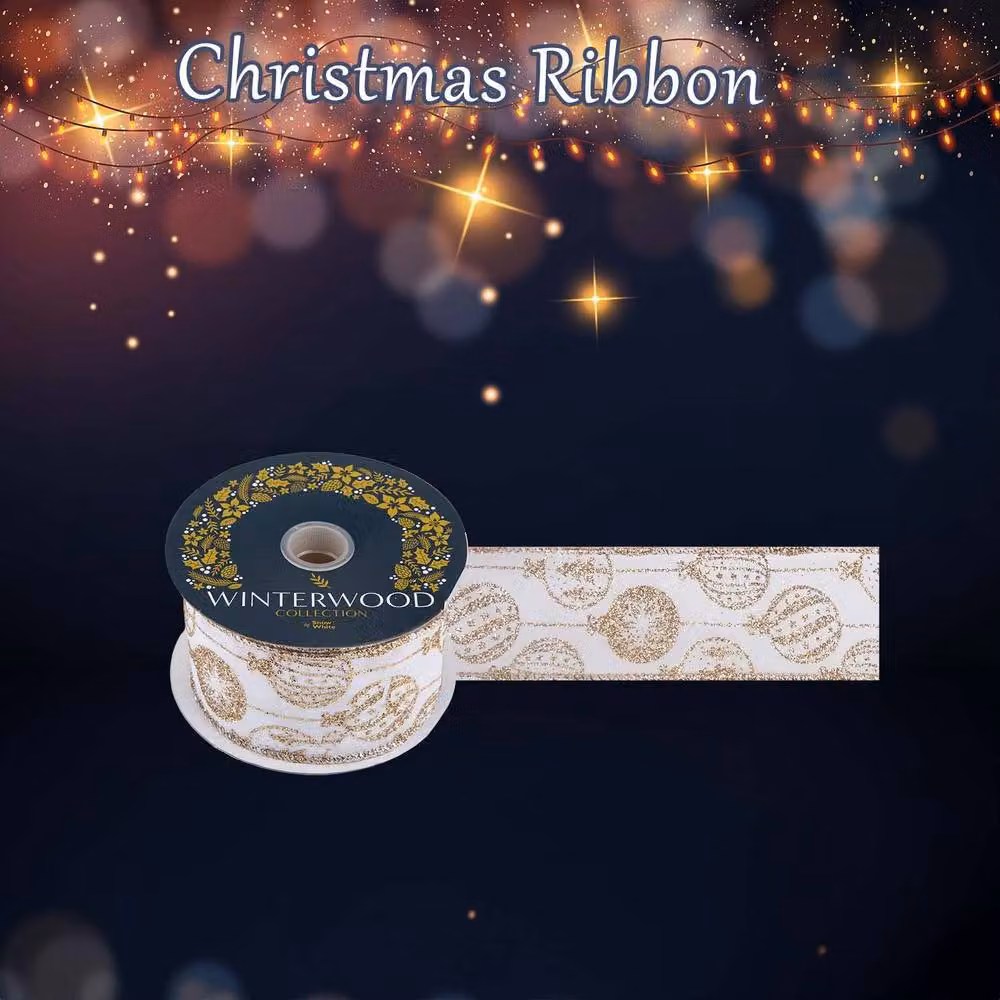 VFM e-Store Gold Christmas Ribbon Garland with Snowflakes, W/D/H: 6 x 10 x 6 cm – 3