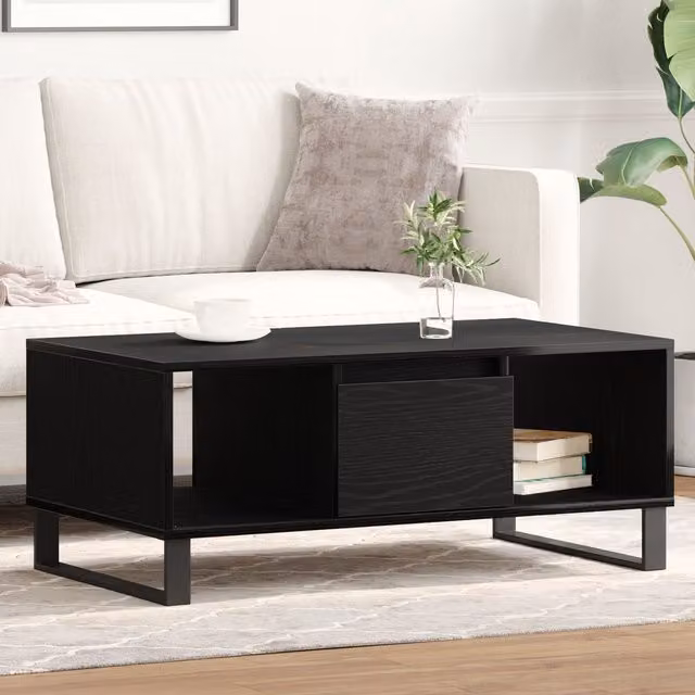 Berkfield Home Black Oak Coffee Table, W: 90 cm, D: 50 cm, H: 36.5 cm
