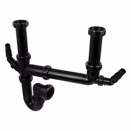 McAlpine SK2A-BL Black Double Bowl Kitchen Sink Kit