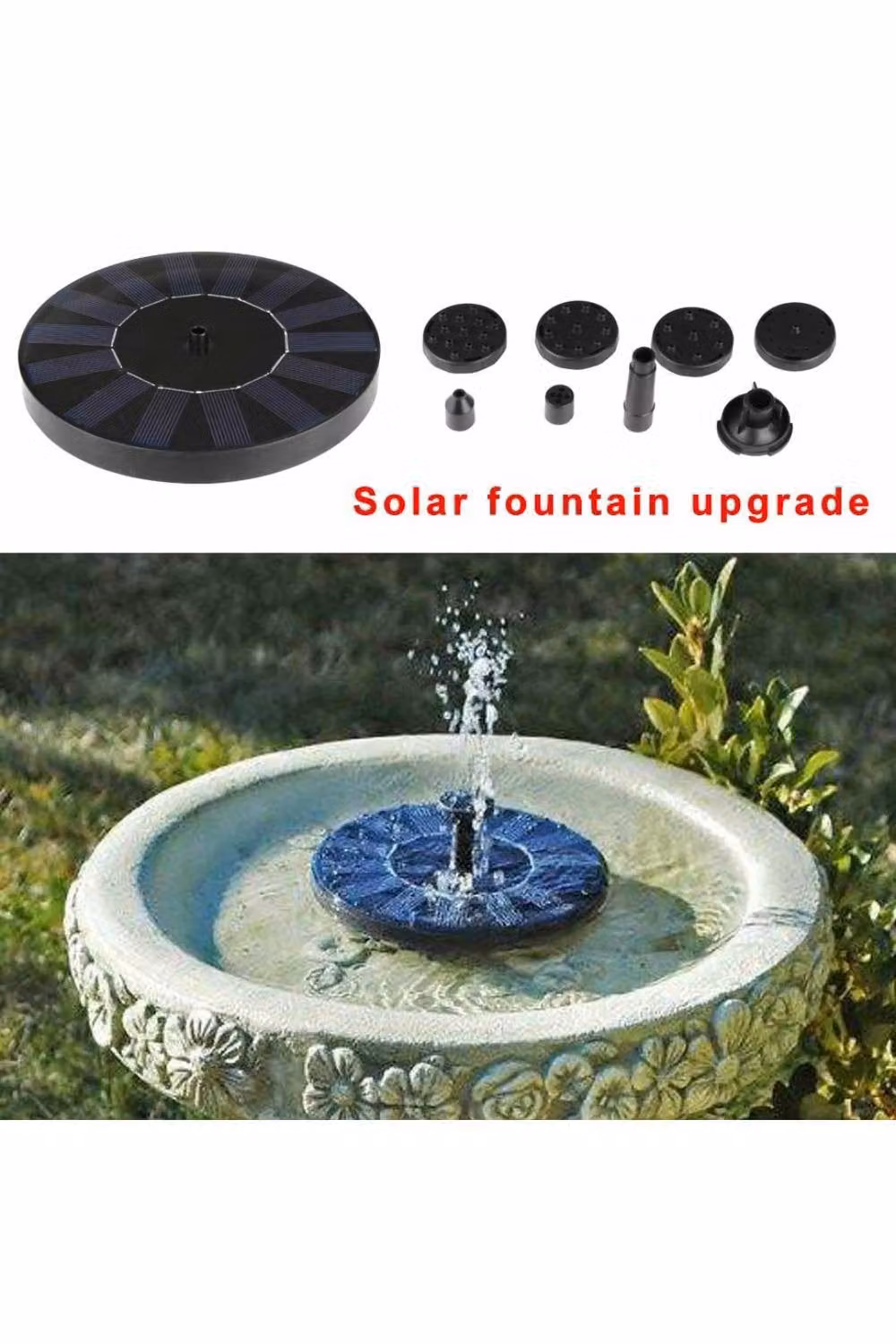 KDMD Solar Powered Floating Fountain Pump for Birdbaths and Garden Pools, Black – 3