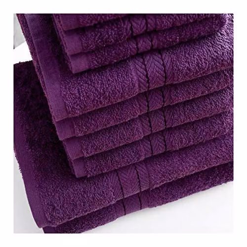 GAVENO CAVAILIA 10 Piece Egyptian Cotton Towel Set in Purple, including 4 Face Towels, 4 Hand Towels and 2 Bath Towels – 4