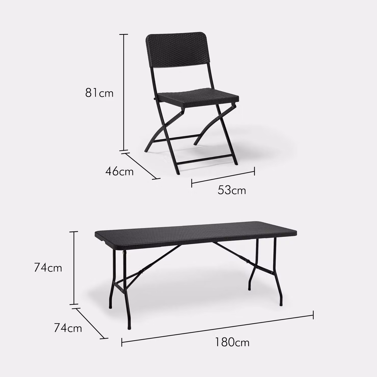 VonHaus 6 Seater Rattan Folding Garden Dining Set in Black – 5