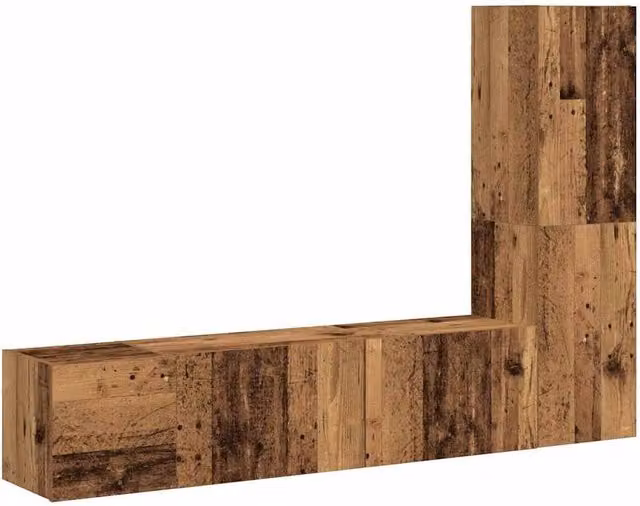 Berkfield Home Modern Wall Mounted TV Cabinet Set of 3 in Brown Old Wood Finish
