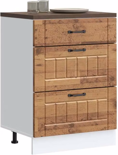 Berkfield Home Lucca Kitchen Base Cabinet in Brown Old Wood – 1