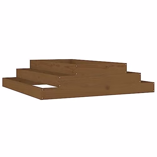 vidaXL Wooden Raised Bed Planter, Brown, W/D/H: 110 x 110 x 27 cm – 1