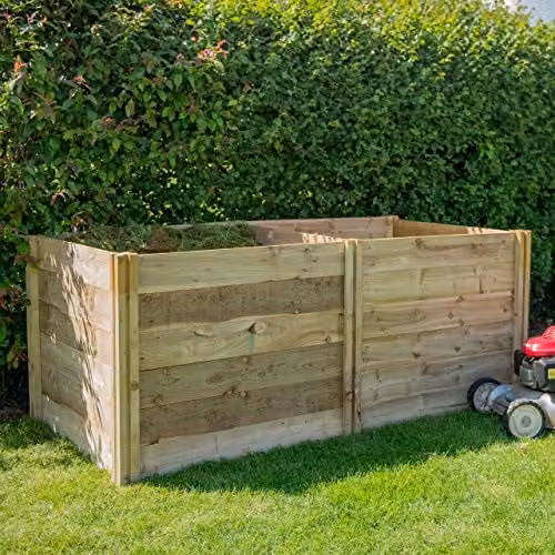 Forest Garden Brown Pressure Treated Wooden Slot Down Compost Bin Extension Kit – 1