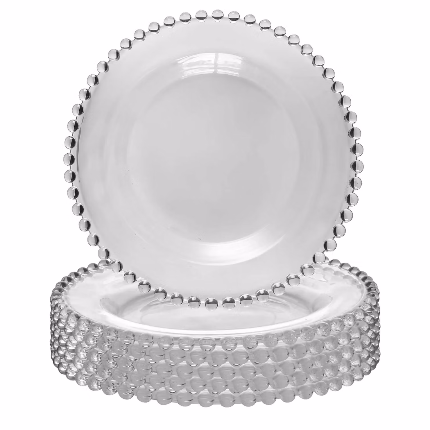Dibor Bella Perle Set of 6 Clear Glass Dessert and Side Plates, Diameter: 20 cm – 2