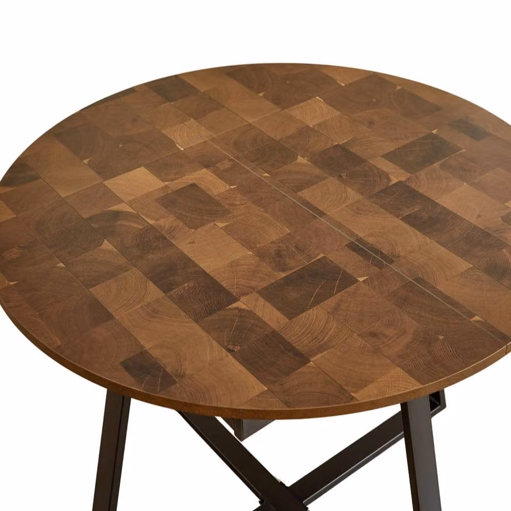 FURNITURE ONE Extendable Round Dining Table in Brown, 120-160 cm – 4