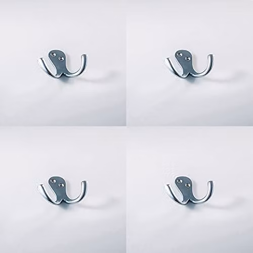 Loops Victorian One Piece Double Bathroom Robe Hook, Satin Chrome, 4 Pack