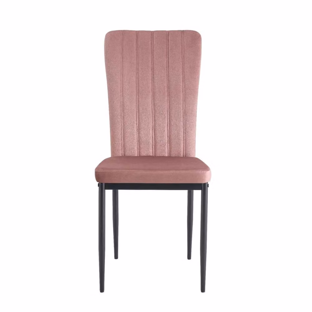 FORGEVIO Set of 2 Modern Dining Chairs with Pink Velvet Upholstered Seats and Black Metal Frames – 2