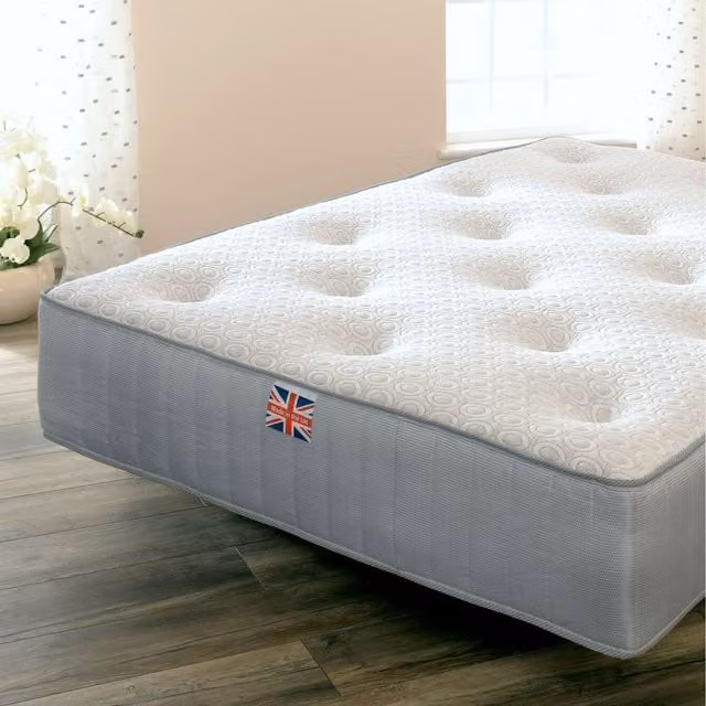 Comfy Living White Hybrid Memory Foam and Wool Pocket Sprung Mattress, W: 140 cm, L: 200 cm