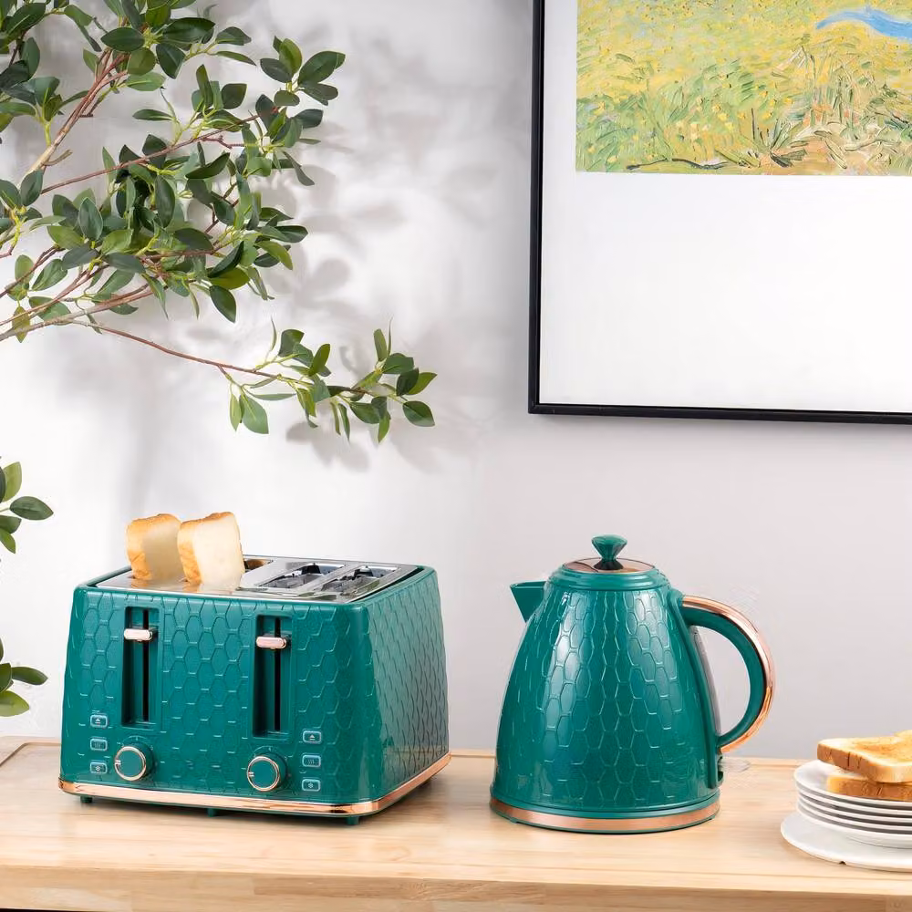 STILVORA Kettle and Toaster Set in Green with 1.7 l Kettle – 2