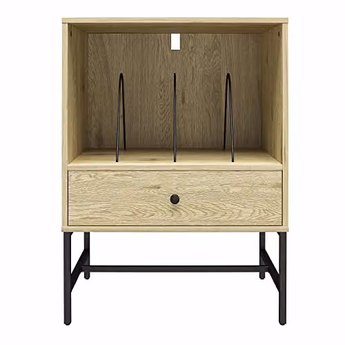 DHP Furniture Tamlin Record Stand in Oak Look Brown and Black – 2