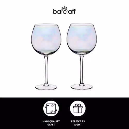 BarCraft Set of 2 Multicolour Iridescent Cocktail Gin Glasses, 500 ml – 2