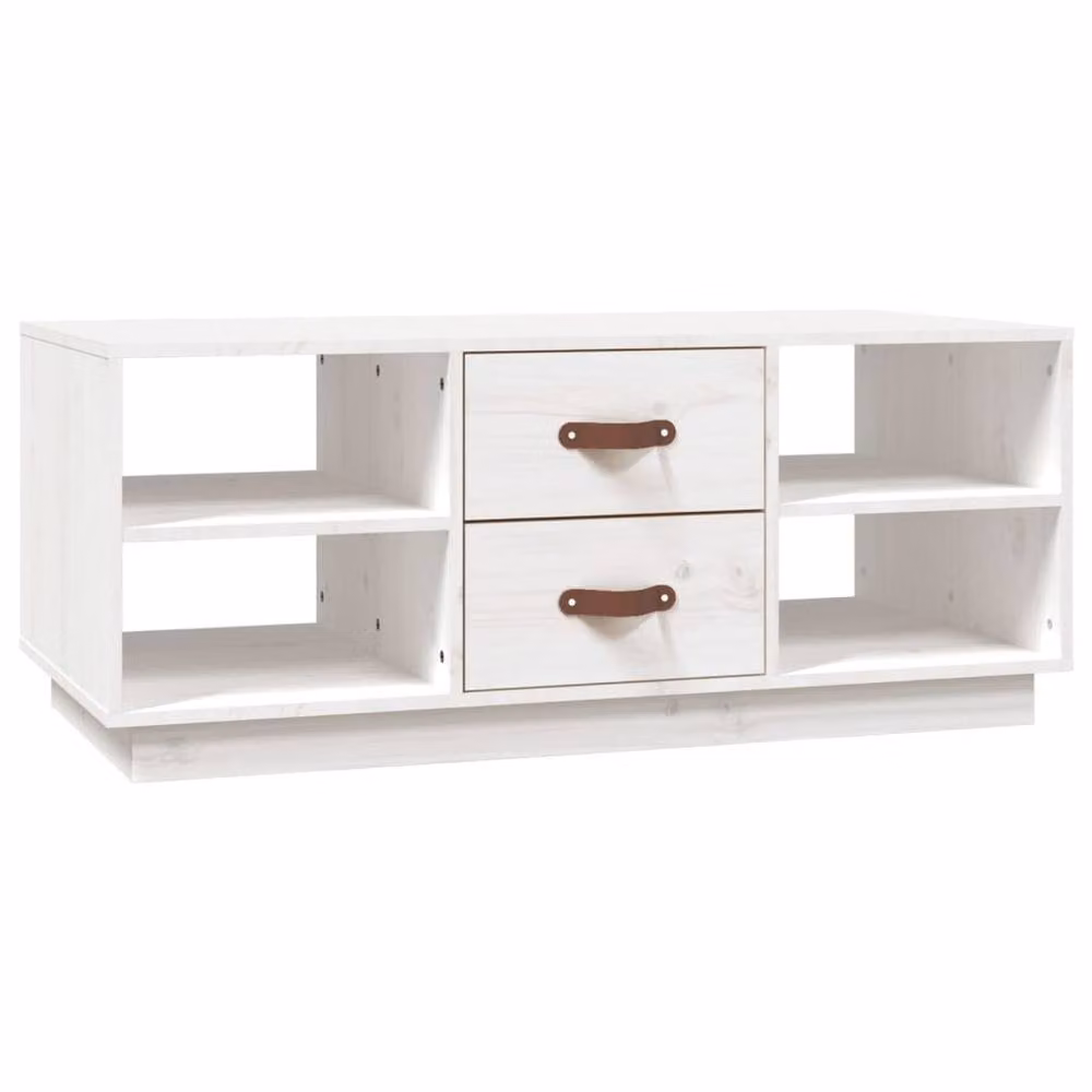 Berkfield Home Beautiful White Solid Wood Pine Coffee Table W/D/H: 100 x 50 x 41 cm – 2